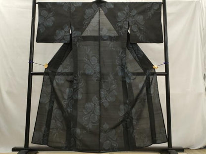 平和屋着物＊夏物　本場大島紬　夏大島　9マルキ　蔦の葉文　正絹　逸品　AABK2819st