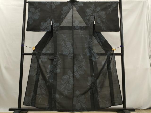 平和屋着物＊夏物　本場大島紬　夏大島　9マルキ　蔦の葉文　正絹　逸品　AABK2819st