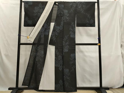 平和屋着物＊夏物　本場大島紬　夏大島　9マルキ　蔦の葉文　正絹　逸品　AABK2819st