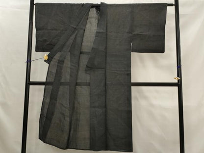 平和屋着物＊夏物　男性　石川県指定無形文化財　能登上布　本麻手織上布　格子　麻　逸品　AABK2821st