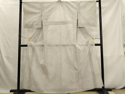 平和屋着物＊夏物　本場大島紬　夏大島　白大島　150亀甲　松皮菱文様　正絹　逸品　未使用　AABK2822st