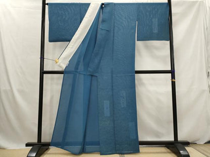 平和屋着物＊夏物　訪問着　変わり絽　刺繍　色紙枝花文　銀糸　正絹　逸品　AABK2834st