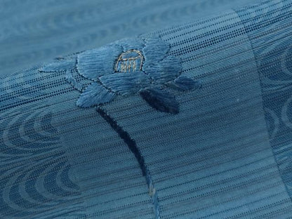 平和屋着物＊夏物　訪問着　変わり絽　刺繍　色紙枝花文　銀糸　正絹　逸品　AABK2834st