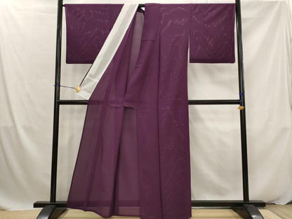 平和屋着物＊夏物　色無地　絽　紫紺色　正絹　逸品　AABK2837st