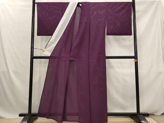 平和屋着物＊夏物　色無地　絽　紫紺色　正絹　逸品　AABK2837st