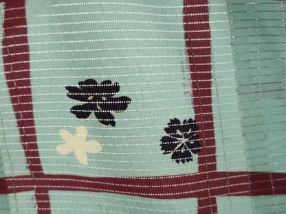 平和屋着物＊夏物　アンティーク　大正ロマン　小紋　絽　扇面花文　銀彩　正絹　逸品　AABK2839st