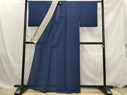 平和屋着物＊夏物　色無地　絽　濃藍色　正絹　逸品　AABK2843st