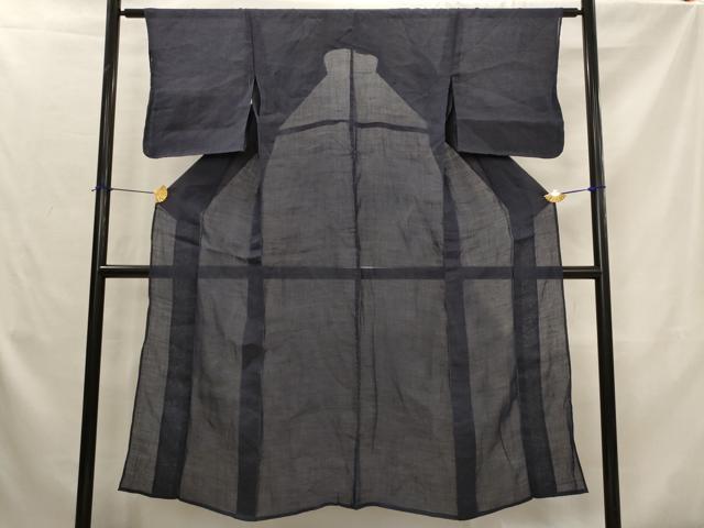 平和屋着物＊夏物　上布　藍鉄色　麻　逸品　AABK2853st