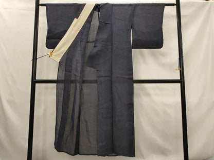 平和屋着物＊夏物　上布　藍鉄色　麻　逸品　AABK2853st