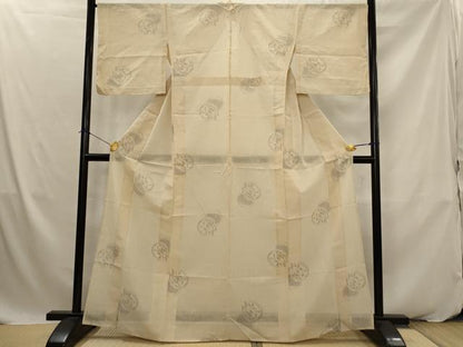 平和屋着物＊夏物　結城紬　夏結城　100亀甲　花丸文　正絹　逸品　AABK2855st