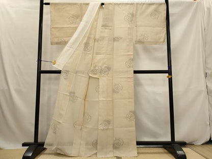 平和屋着物＊夏物　結城紬　夏結城　100亀甲　花丸文　正絹　逸品　AABK2855st