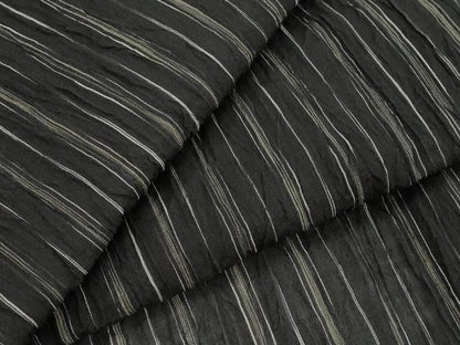 平和屋着物＊夏物　本場小千谷ちぢみ　縞　黒地　やまと誂製　麻　逸品　AABK2860st