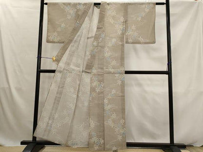 平和屋着物＊夏物　小紋　紗　流水草葉文　洗える着物　AABK2861st