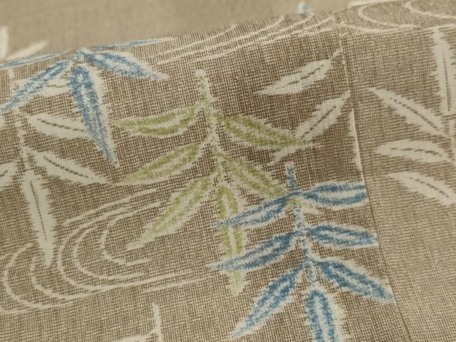 平和屋着物＊夏物　小紋　紗　流水草葉文　洗える着物　AABK2861st