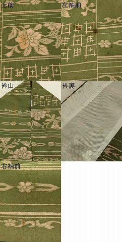 平和屋着物＊夏物　小紋　紗　横段花文　洗える着物　AABK2862st