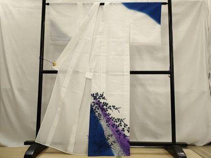 平和屋着物＊夏物　訪問着　紗　枝葉文　暈し染め　洗える着物　AABK2863st
