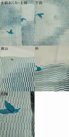 平和屋着物＊夏物　小紋　絽　舞蝶文　洗える着物　AABK2866st