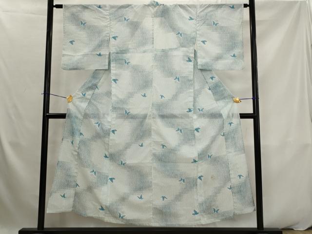 平和屋着物＊夏物　小紋　絽　舞蝶文　洗える着物　AABK2866st