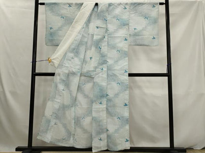 平和屋着物＊夏物　小紋　絽　舞蝶文　洗える着物　AABK2866st