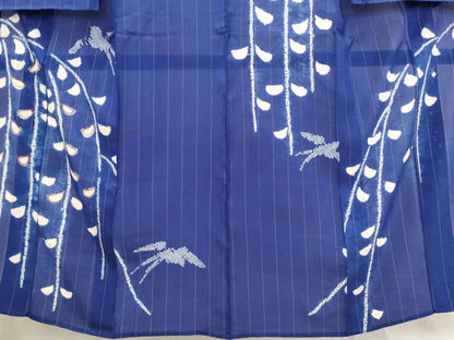 平和屋着物＊夏物　訪問着　絽　絞り　刺繍　花鳥文　金糸　正絹　逸品　AABK2868st