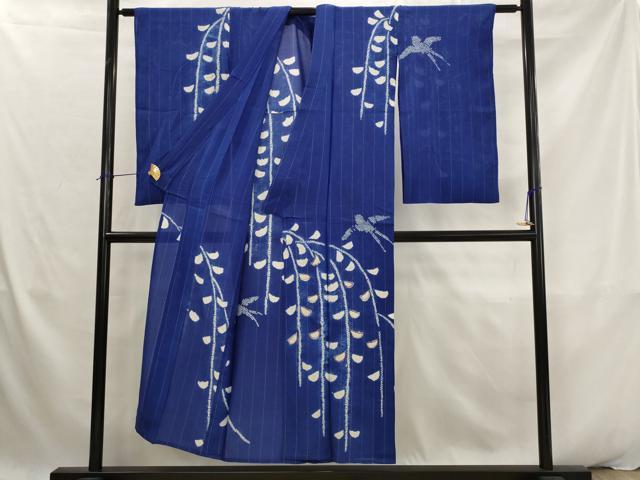 平和屋着物＊夏物　訪問着　絽　絞り　刺繍　花鳥文　金糸　正絹　逸品　AABK2868st