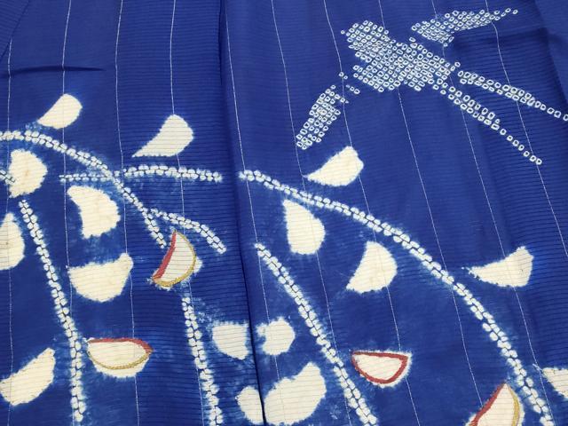 平和屋着物＊夏物　訪問着　絽　絞り　刺繍　花鳥文　金糸　正絹　逸品　AABK2868st