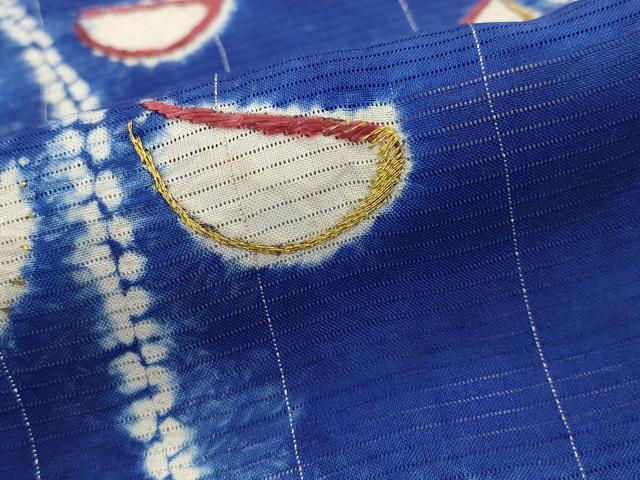 平和屋着物＊夏物　訪問着　絽　絞り　刺繍　花鳥文　金糸　正絹　逸品　AABK2868st
