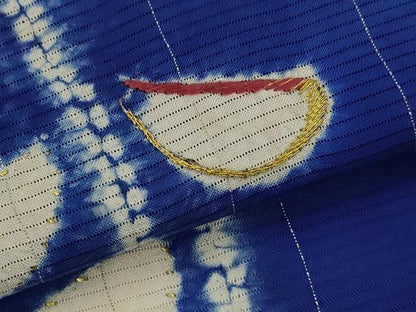 平和屋着物＊夏物　訪問着　絽　絞り　刺繍　花鳥文　金糸　正絹　逸品　AABK2868st