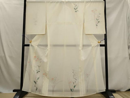 平和屋着物＊夏物　訪問着　絽　友禅　草花文　正絹　逸品　AABK2869st