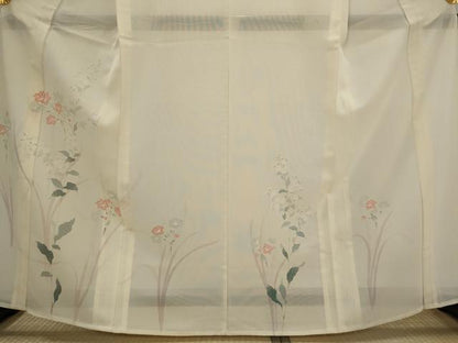 平和屋着物＊夏物　訪問着　絽　友禅　草花文　正絹　逸品　AABK2869st