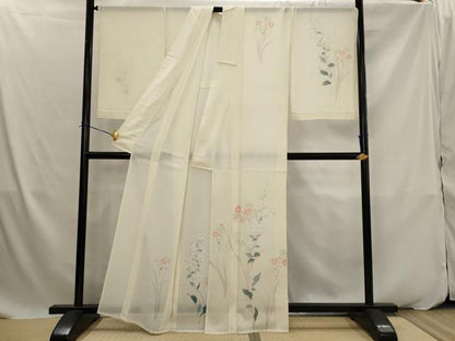平和屋着物＊夏物　訪問着　絽　友禅　草花文　正絹　逸品　AABK2869st