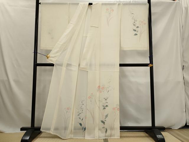 平和屋着物＊夏物　訪問着　絽　友禅　草花文　正絹　逸品　AABK2869st