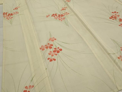 平和屋着物＊夏物　小紋　絽　草花文　洗える着物　AABK2874st