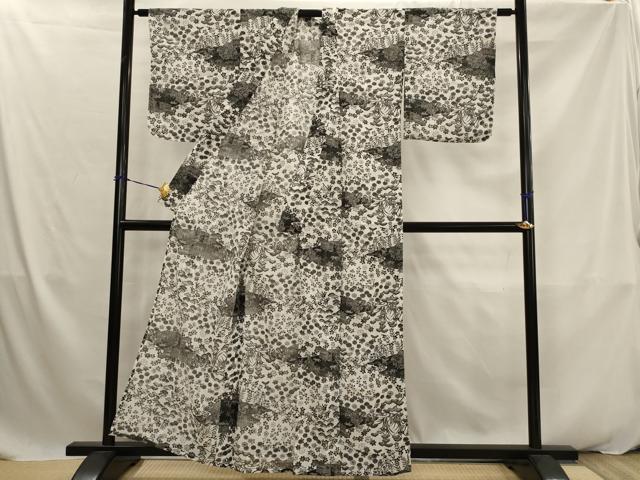 平和屋着物＊夏物　小紋　紗　風景花文　洗える着物　AABK2876st