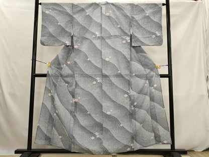 平和屋着物＊夏物　小紋　絽　舞花文　暈し染め　洗える着物　AABK2877st