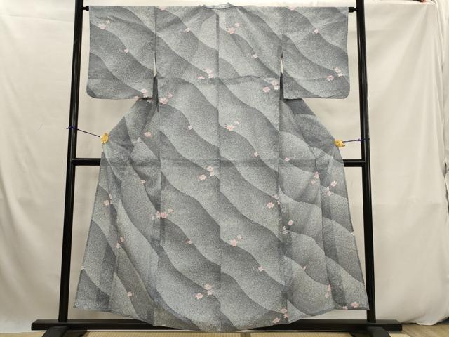 平和屋着物＊夏物　小紋　絽　舞花文　暈し染め　洗える着物　AABK2877st