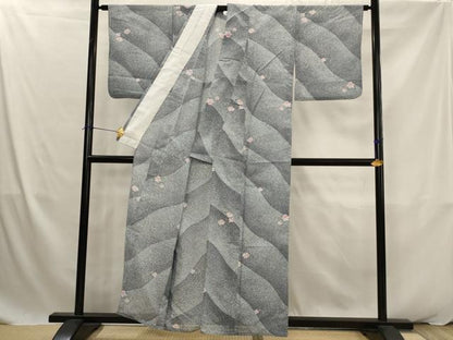 平和屋着物＊夏物　小紋　絽　舞花文　暈し染め　洗える着物　AABK2877st