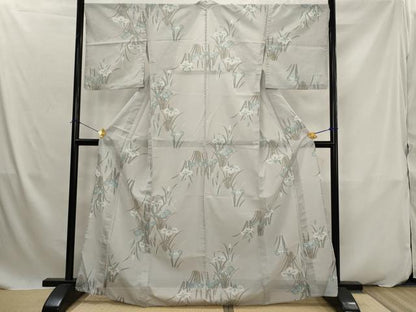 平和屋着物＊夏物　小紋　絽　草花文　洗える着物　AABK2882st