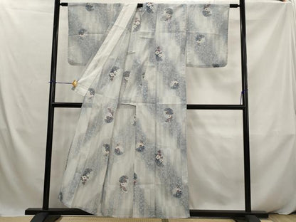 平和屋着物＊夏物　小紋　絽　雪輪花文　洗える着物　AABK2883st