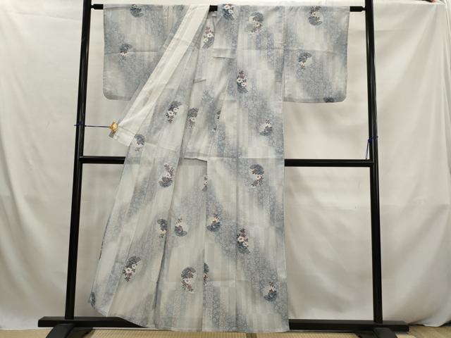 平和屋着物＊夏物　小紋　絽　雪輪花文　洗える着物　AABK2883st
