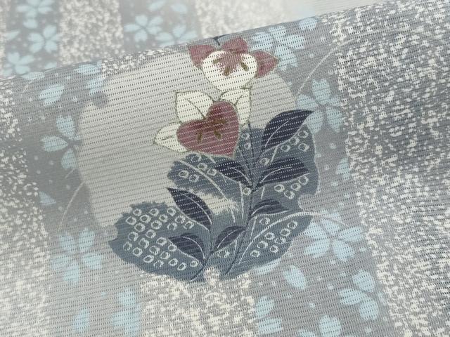 平和屋着物＊夏物　小紋　絽　雪輪花文　洗える着物　AABK2883st