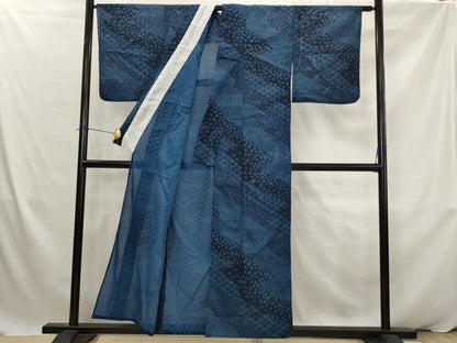平和屋着物＊夏物　小紋　絽　流水花文　洗える着物　AABK2884st