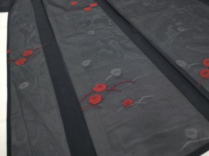平和屋着物＊夏物　小紋　絽　芝花文　正絹　逸品　AABK2886st