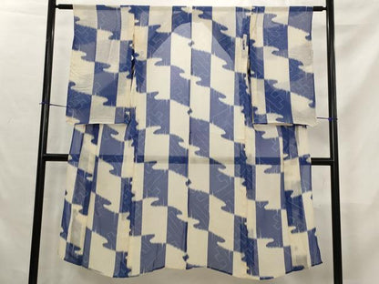 平和屋着物＊夏物　アンティーク　大正ロマン　小紋　紗　市松文様　正絹　逸品　AABK2888st