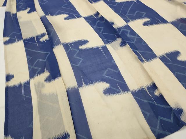 平和屋着物＊夏物　アンティーク　大正ロマン　小紋　紗　市松文様　正絹　逸品　AABK2888st