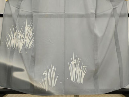 平和屋着物＊夏物　訪問着　絽　流水草花文　暈し染め　銀彩　正絹　逸品　AABK2889st