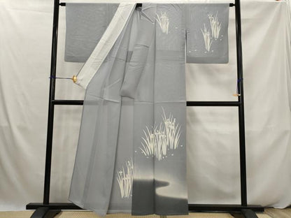 平和屋着物＊夏物　訪問着　絽　流水草花文　暈し染め　銀彩　正絹　逸品　AABK2889st