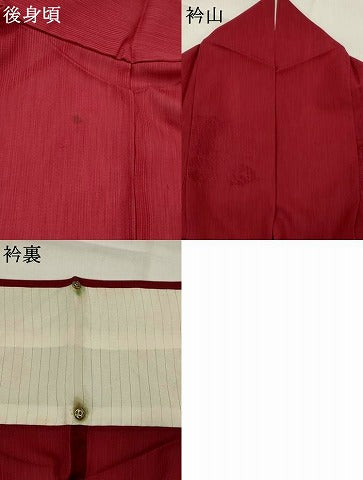 平和屋着物＊夏物　色無地　縦絽　遠州椿紋紗　葡萄茶色　正絹　逸品　AABK2890st