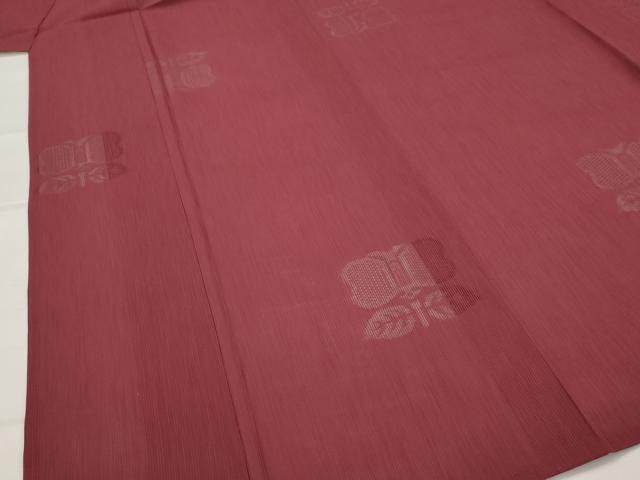 平和屋着物＊夏物　色無地　縦絽　遠州椿紋紗　葡萄茶色　正絹　逸品　AABK2890st