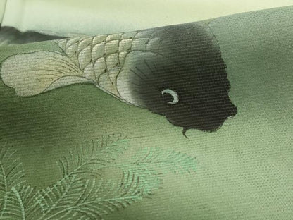 平和屋着物＊夏物　黒留袖　絽　作家物　手描き　鯉　暈し染め　AABK2891st